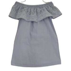 LOFT Petite, vintage dress with white and blue stripes, cotton, for women, XXSP